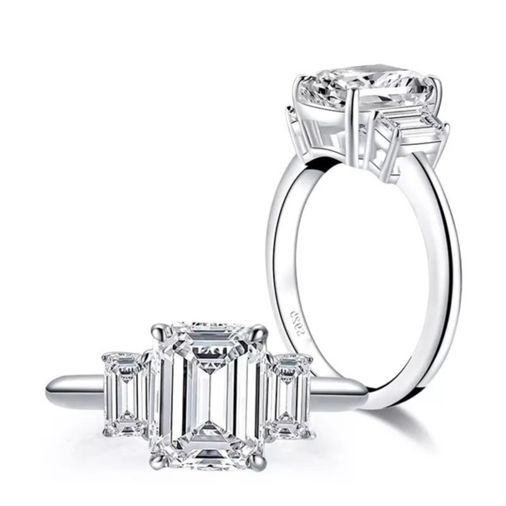925 Sterling Silver Sona Simulated Diamond Engagement Wedding Ring